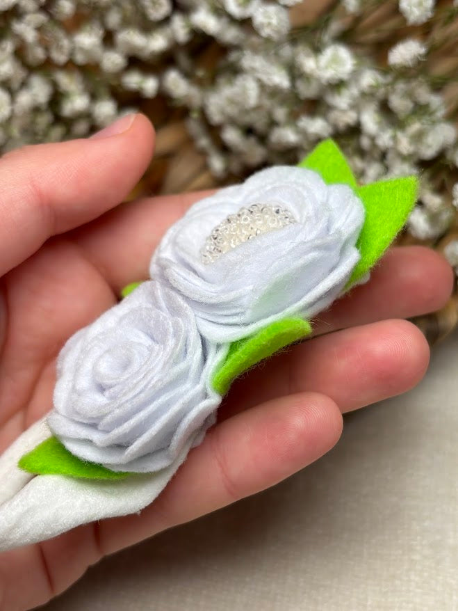 White Rose Baby Headband