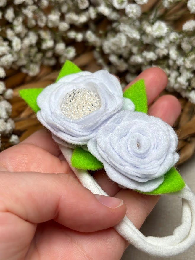 White Rose Baby Headband