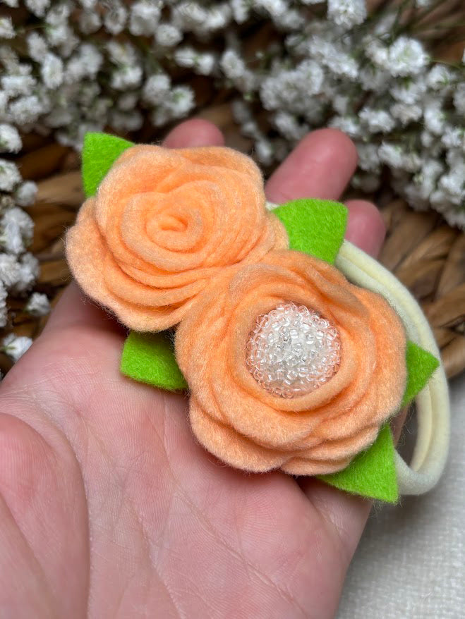 Peach Rose Baby Headband