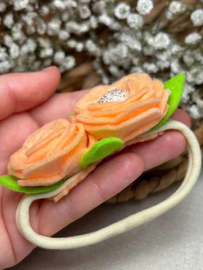 Peach Rose Baby Headband