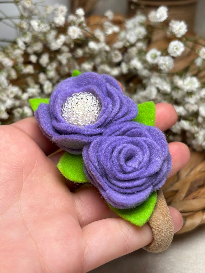 Purple Rose Baby Headband