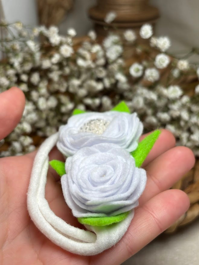 White Rose Baby Headband