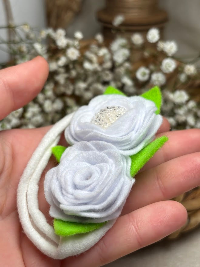 White Rose Baby Headband