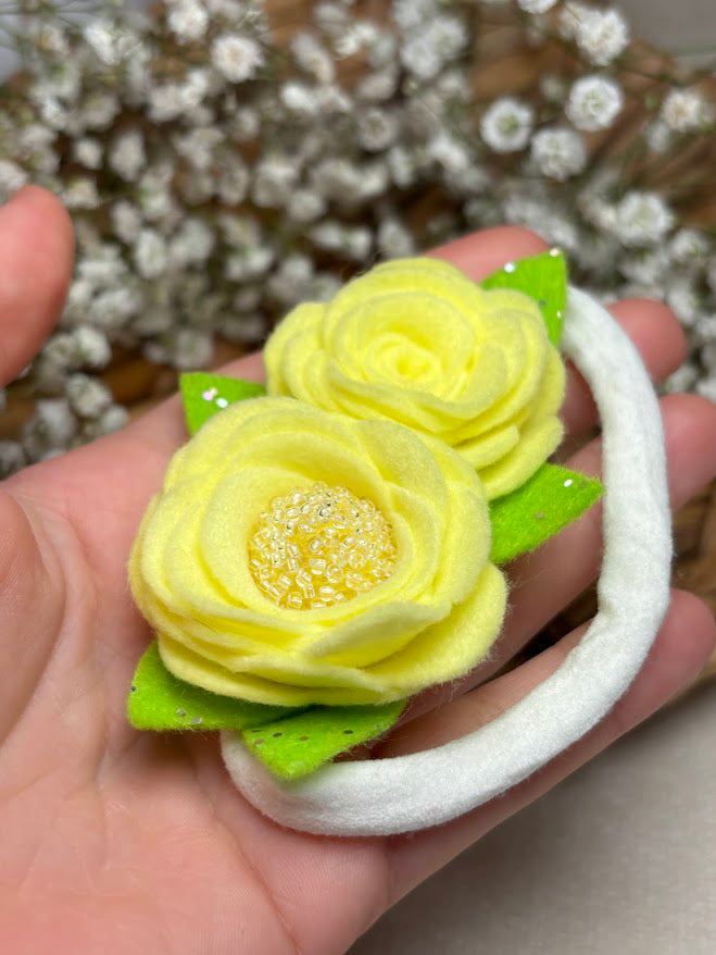 Yellow Rose Baby Headband