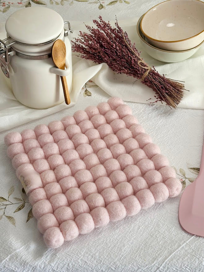 Handmade Wool Trivets Set - 4 Square Mixed Colors