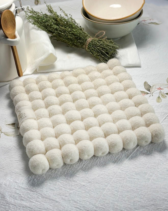 Handmade Wool Trivets Set - 4 Square Mixed Colors