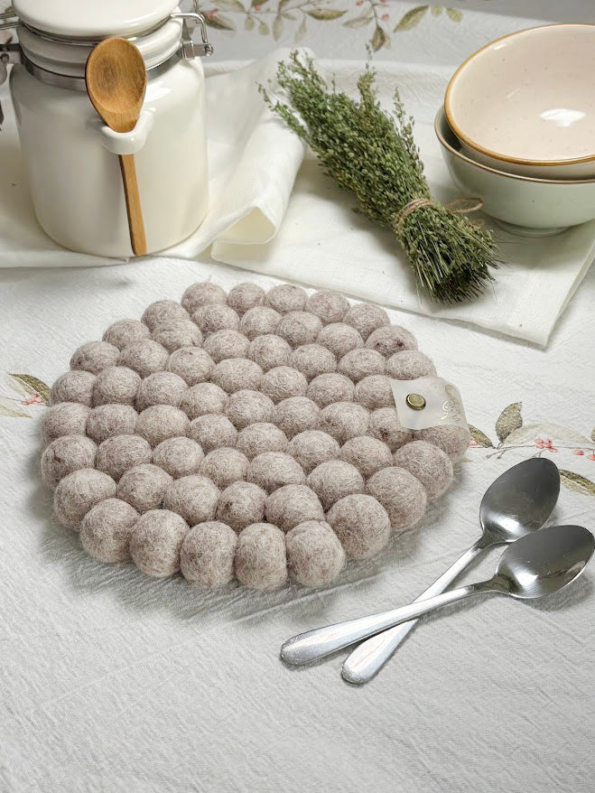 Handmade Wool Trivets Set - 4 Round Mixed Colors