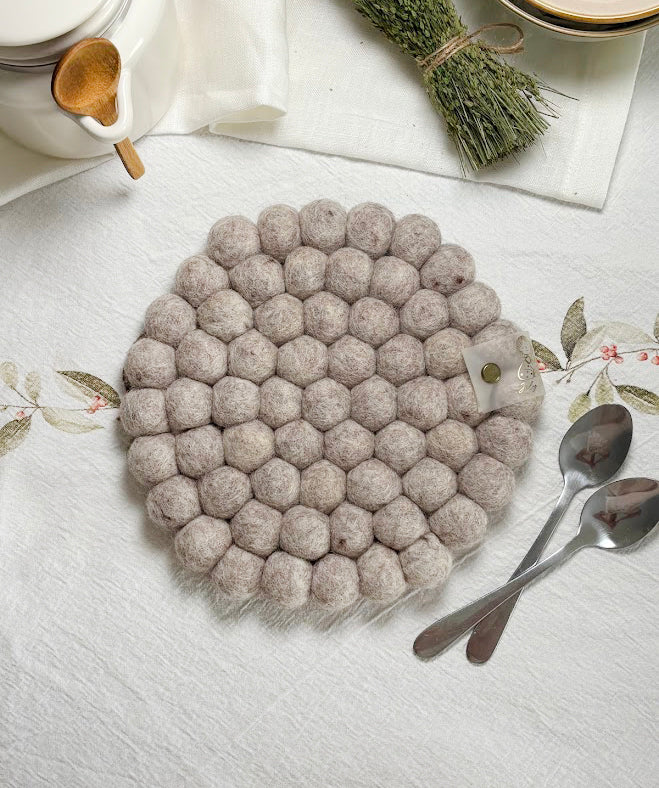 Handmade Wool Trivets Set - 5 Hexagon Mixed Colors