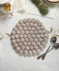 Handmade Wool Trivets - Round Beige Melange