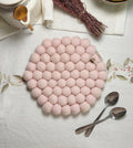 Handmade Wool Trivets - Hexagon Soft Pink