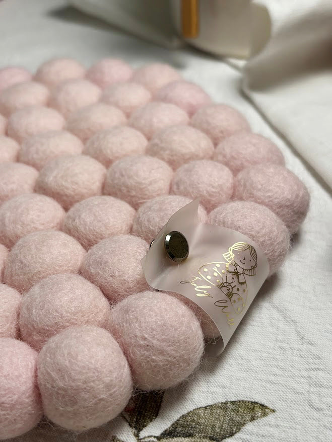 Handmade Wool Trivets - Hexagon Soft Pink