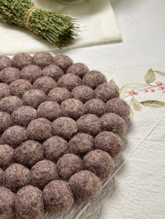Handmade Wool Trivets - Round Brown Melange
