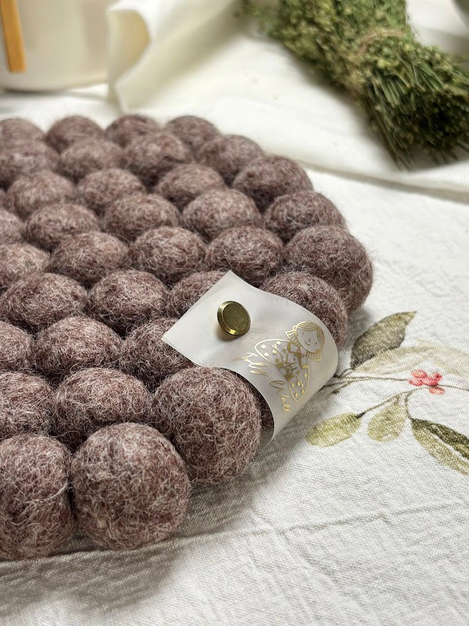 Handmade Wool Trivets - Hexagon Brown Melange