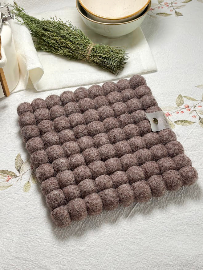 Handmade Wool Trivets Set - 4 Square Mixed Colors
