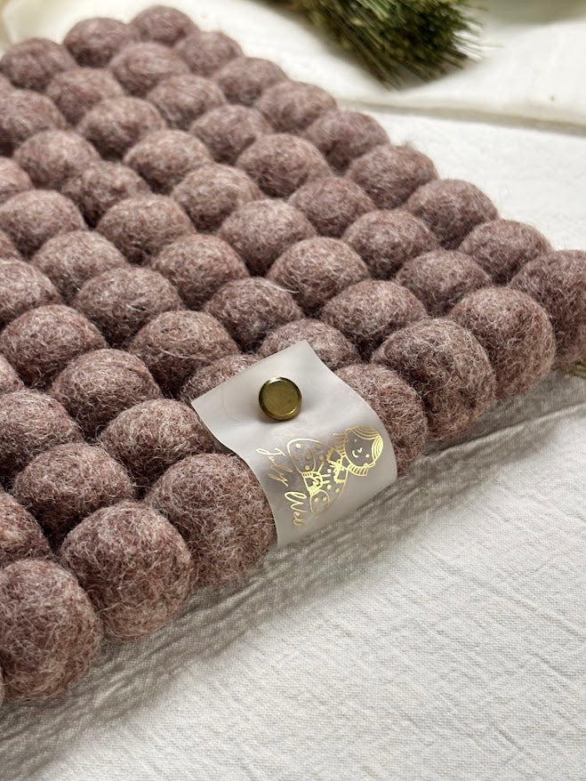 Handmade Wool Trivets - Square Brown Melange