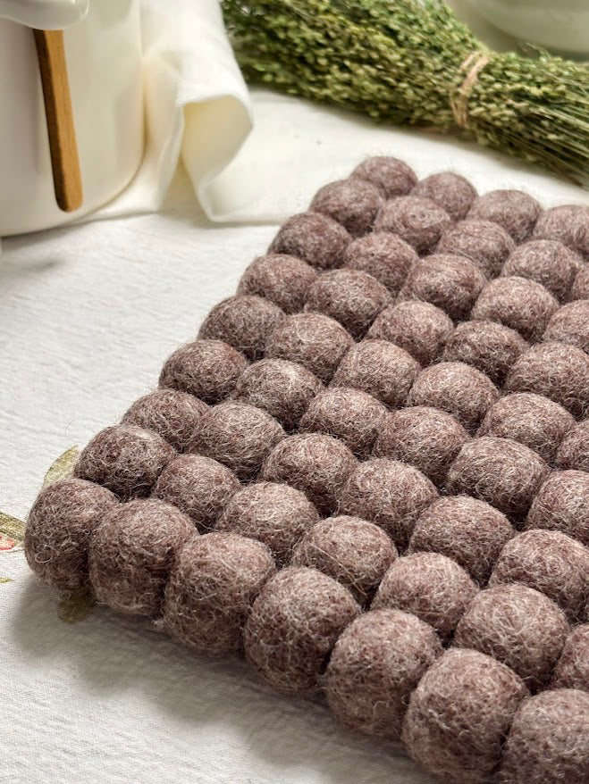 Handmade Wool Trivets - Square Brown Melange