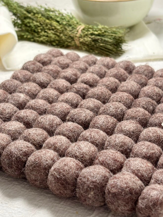 Handmade Wool Trivets - Square Brown Melange