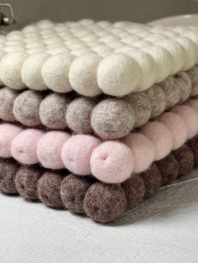 Handmade Wool Trivets - Square Brown Melange