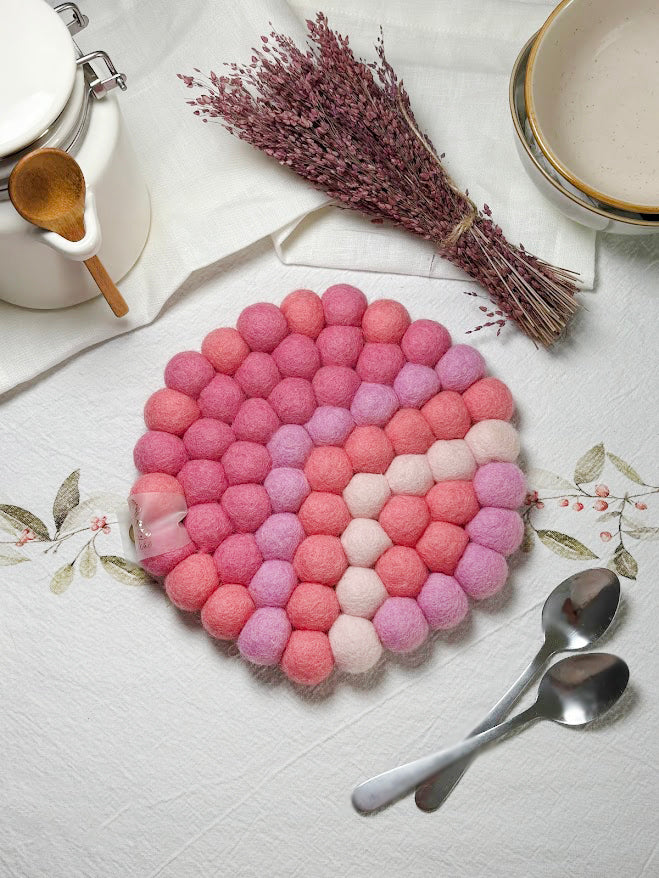Handmade Wool Trivets - Round Petal Palette