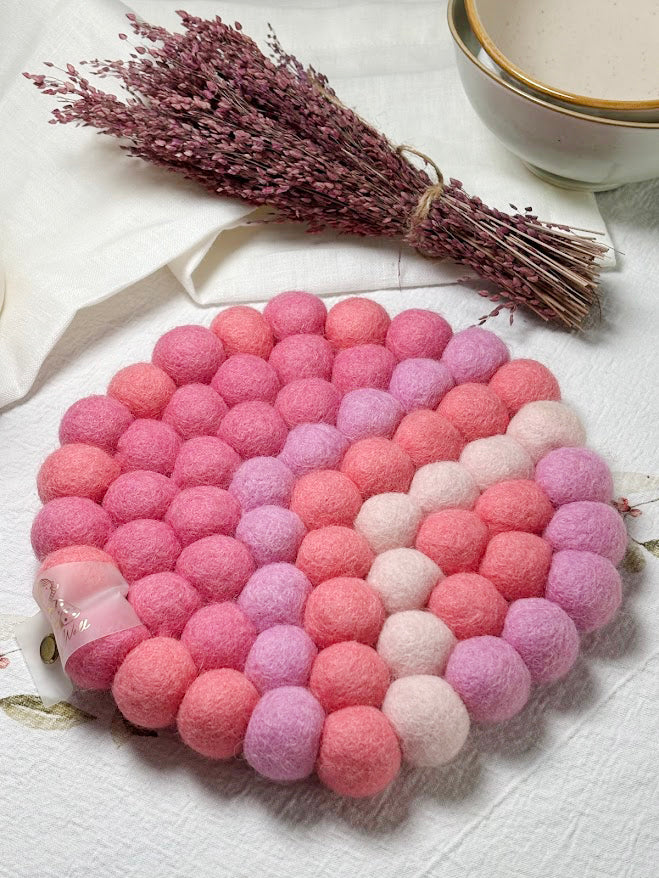 Handmade Wool Trivets - Round Petal Palette