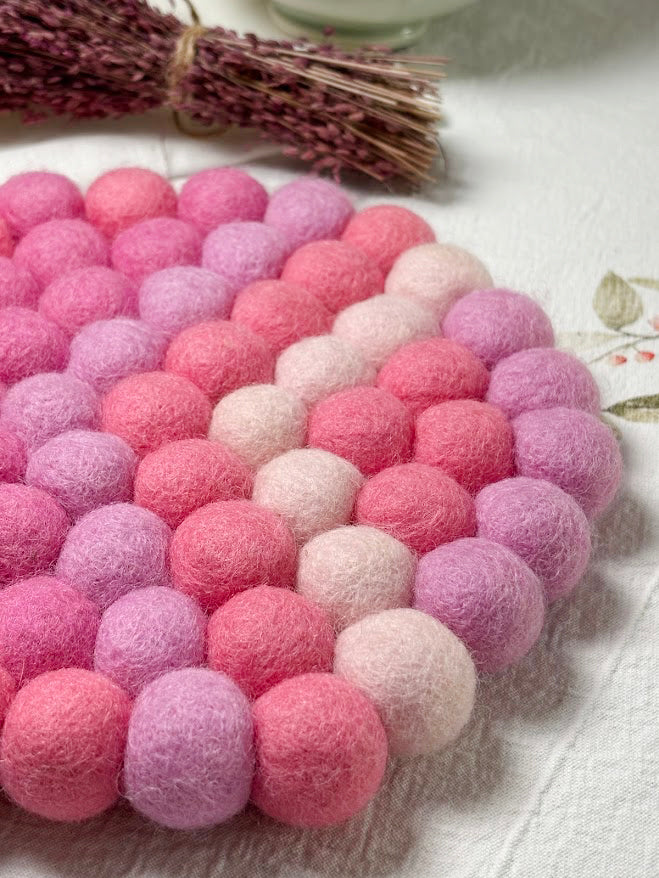 Handmade Wool Trivets - Round Petal Palette