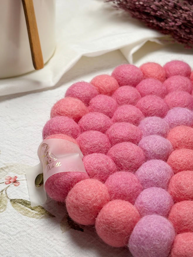 Handmade Wool Trivets - Round Petal Palette