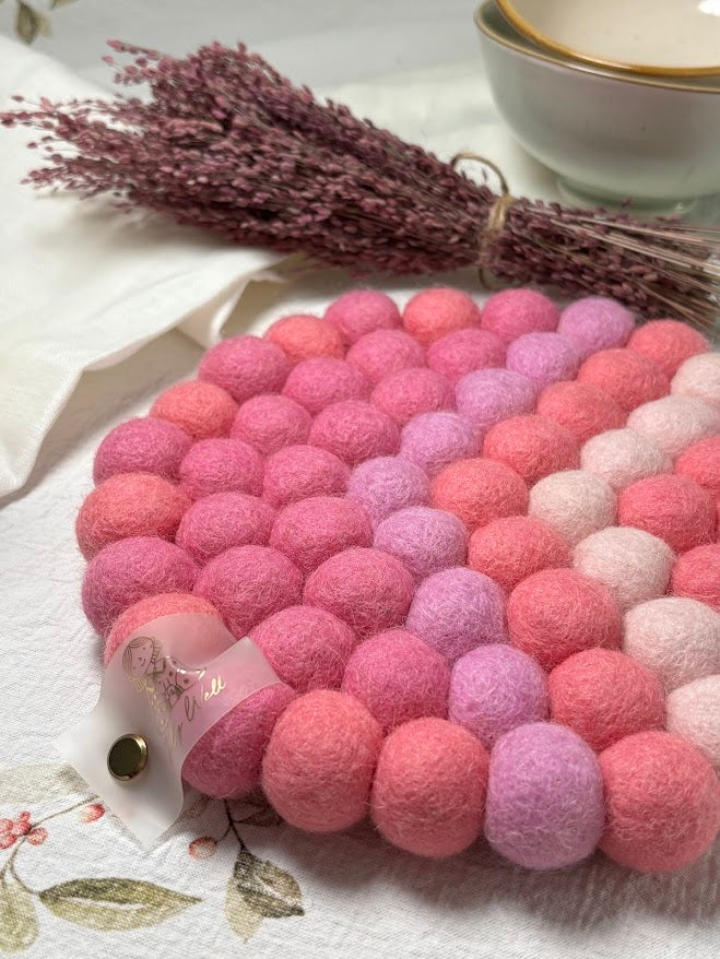 Handmade Wool Trivets - Round Petal Palette