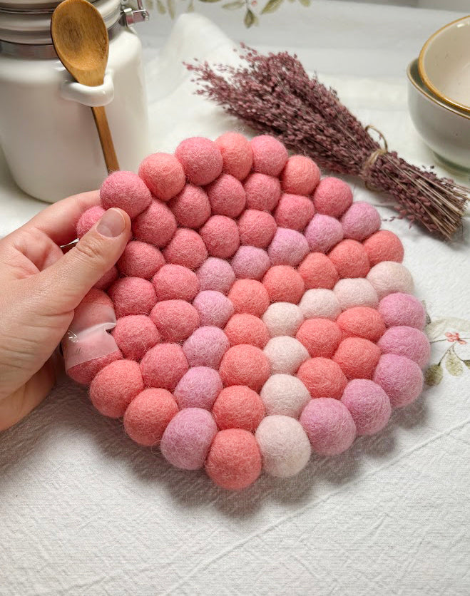 Handmade Wool Trivets - Round Petal Palette