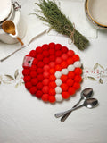 Handmade Wool Trivets - Round Vibrant Red