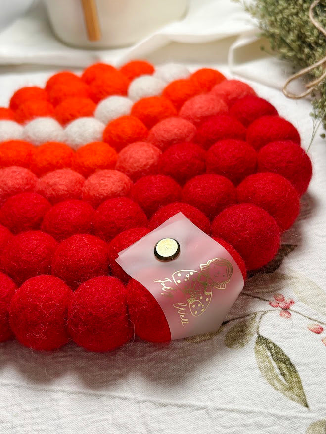 Handmade Wool Trivets - Round Vibrant Red