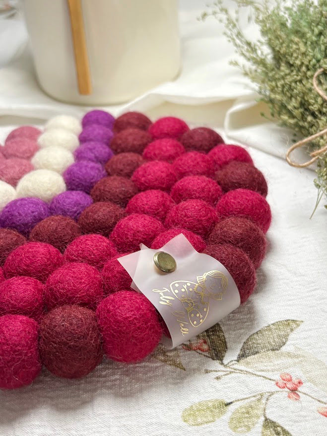 Handmade Wool Trivets - Round Berry Gradient