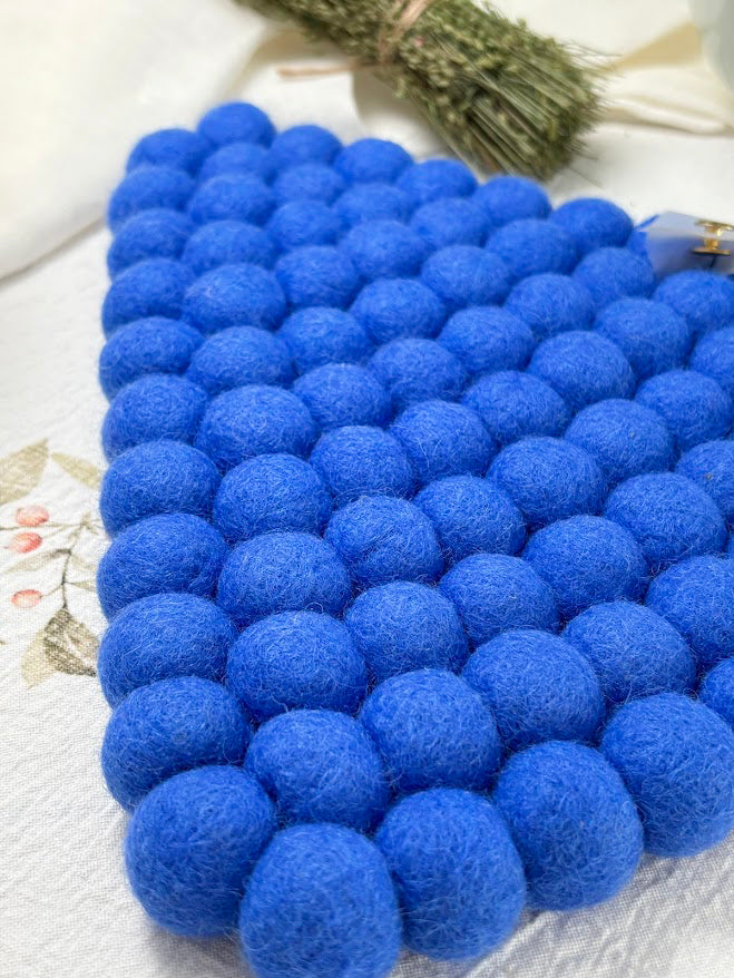 Handmade Wool Trivets - Triangle Royal Blue