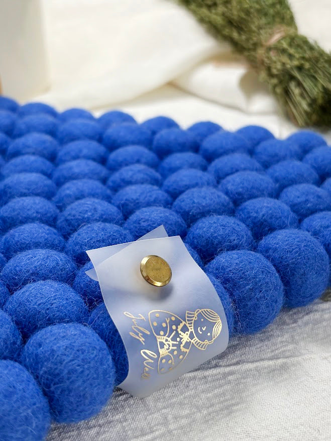 Handmade Wool Trivets - Triangle Royal Blue