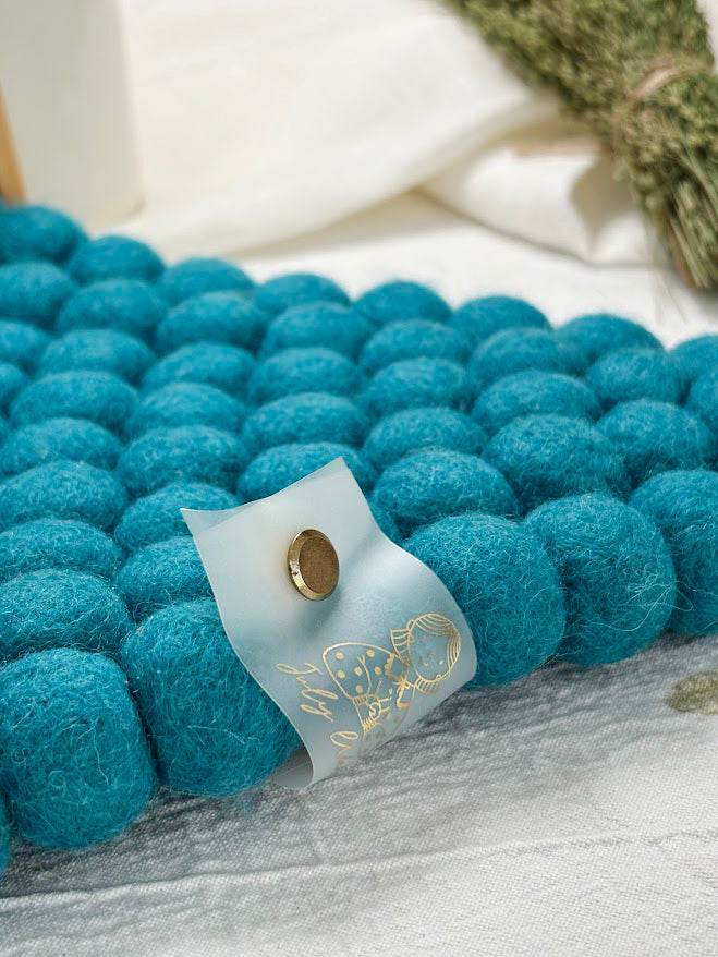 Handmade Wool Trivets - Triangle Turquoise