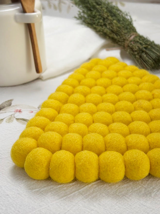 Handmade Wool Trivets - Triangle Sunny Yellow