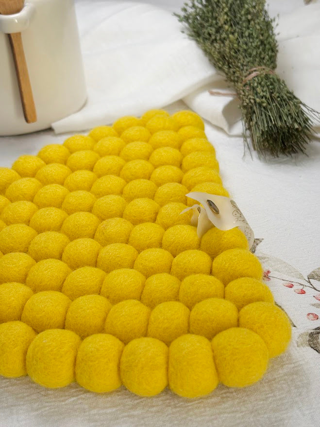 Handmade Wool Trivets - Triangle Sunny Yellow