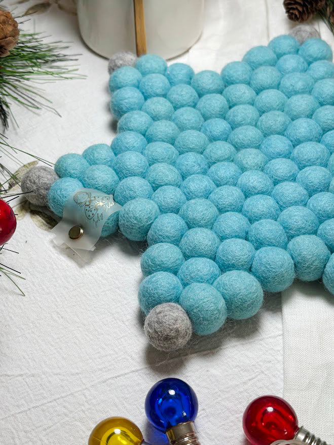 Handmade Wool Trivets - Star Sky Blue