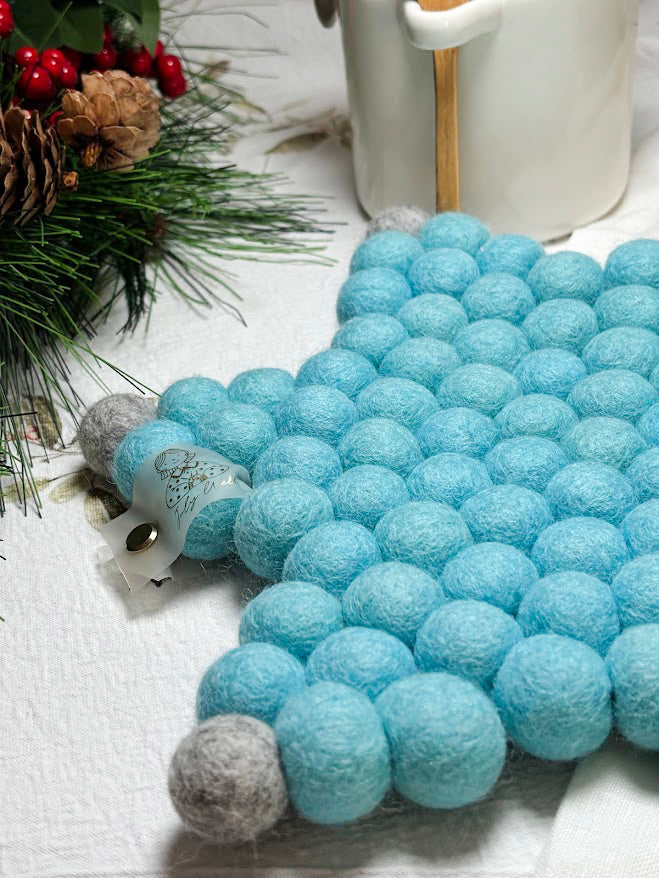 Handmade Wool Trivets - Star Sky Blue