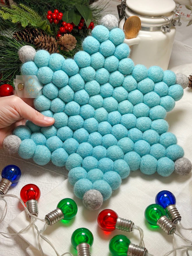 Handmade Wool Trivets - Star Sky Blue