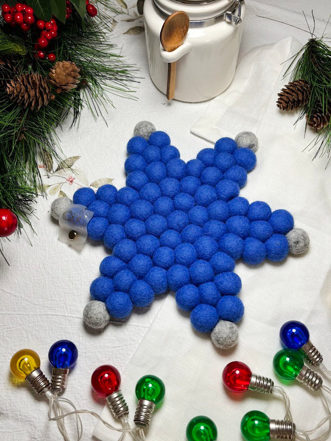 Handmade Wool Trivets - Star Sky Blue Small