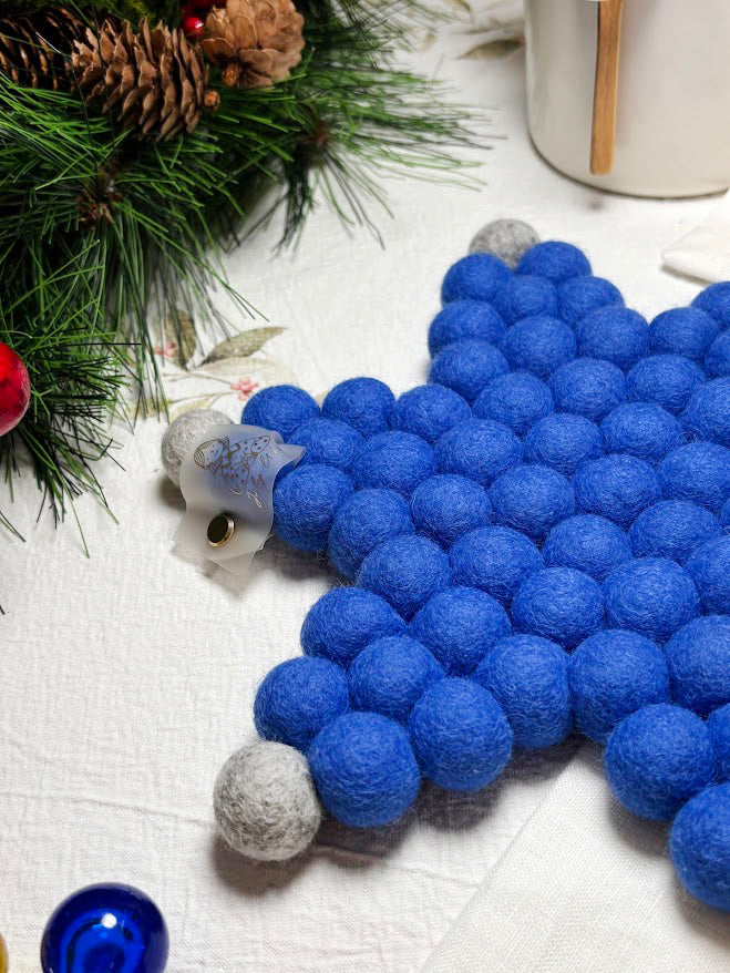Handmade Wool Trivets - Star Sky Blue Small