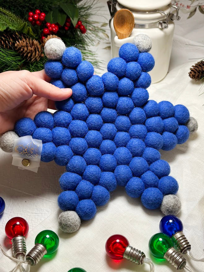 Handmade Wool Trivets - Star Sky Blue Small