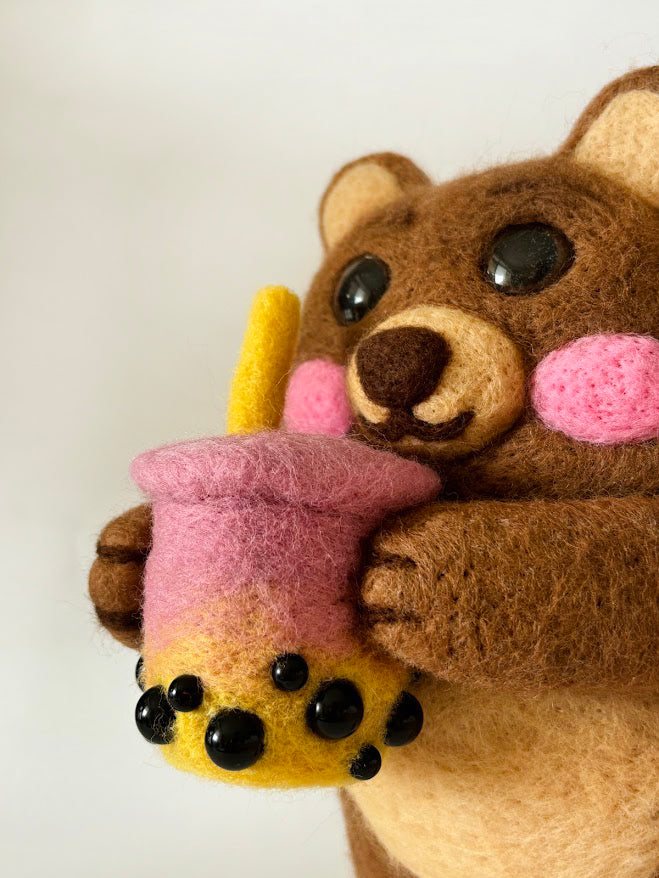 Bear with Bubble Tea Sculpture