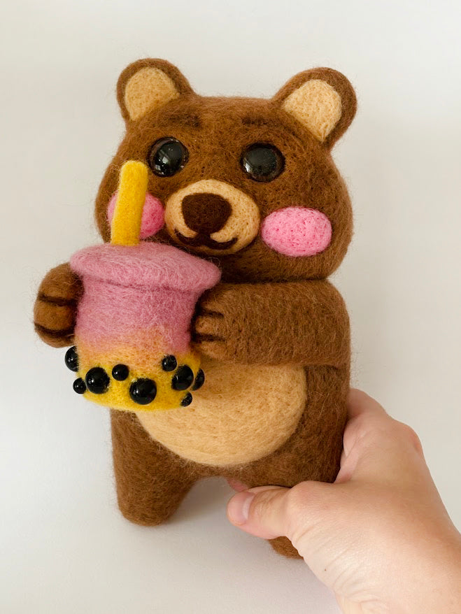 Bear with Bubble Tea Sculpture