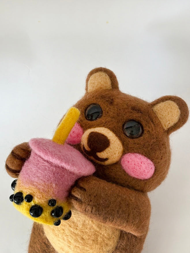 Bear with Bubble Tea Sculpture