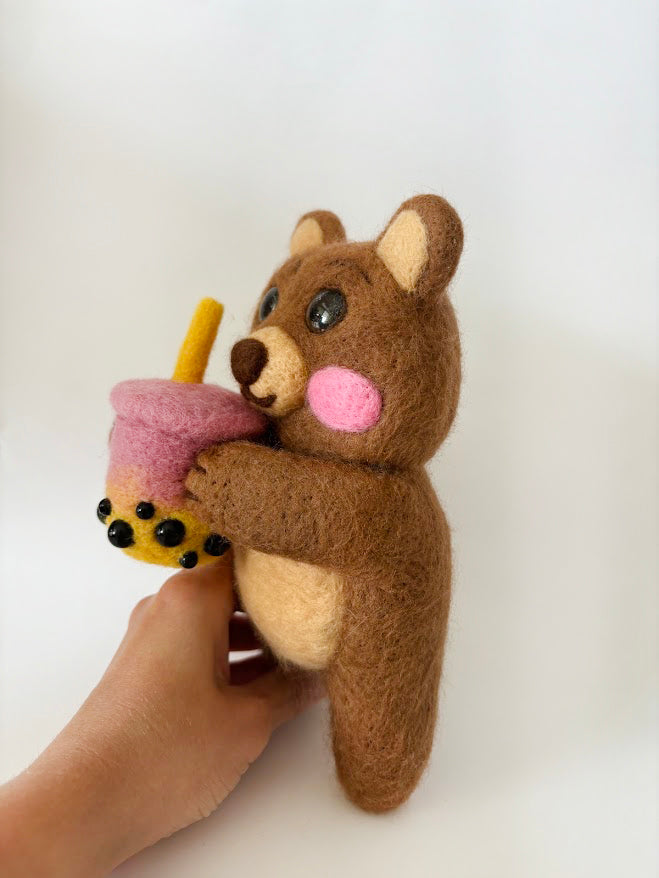 Bear with Bubble Tea Sculpture