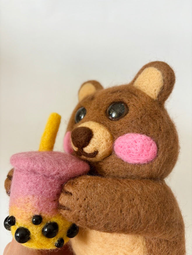 Bear with Bubble Tea Sculpture
