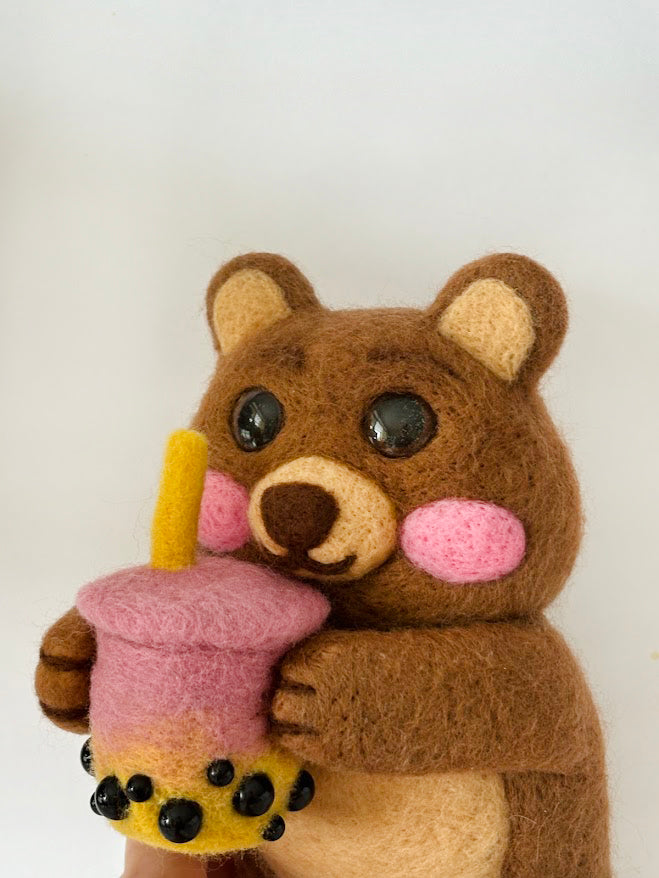 Bear with Bubble Tea Sculpture