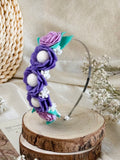 Handmade Girls Side Flower Hair Band - Purple Mix