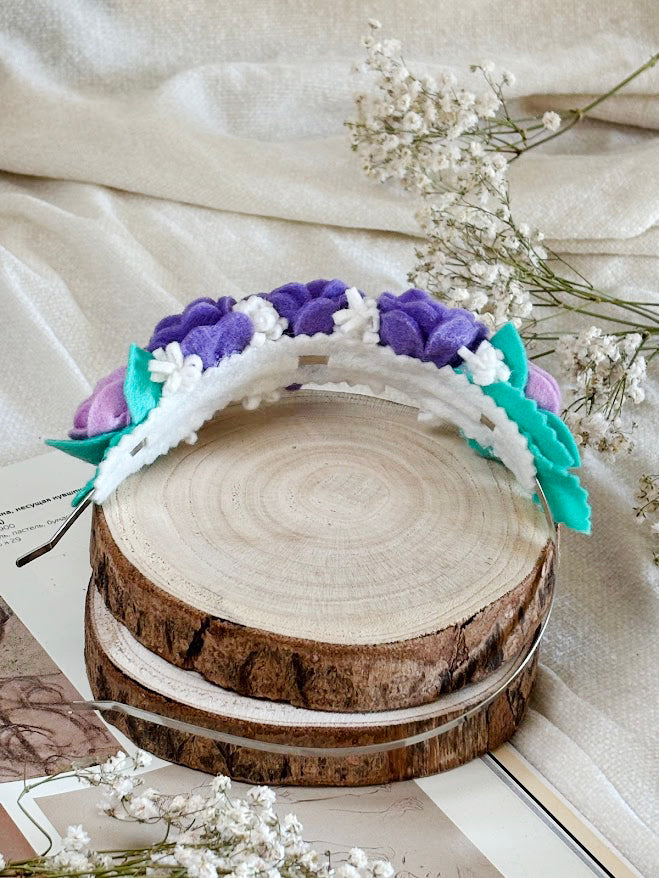 Handmade Girls Side Flower Hair Band - Purple Mix